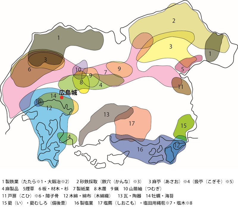 広島藩の産業分布図（文政8年（1825））