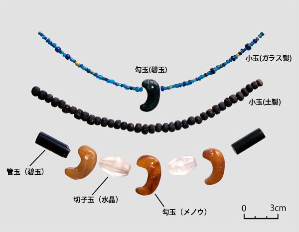 古墳時代 ガラス玉 水晶製切子玉 くち