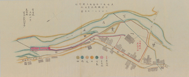 広島県下安芸郡上瀬野村紡績機械設置用地六百分之一測量図（国立公文書館蔵）