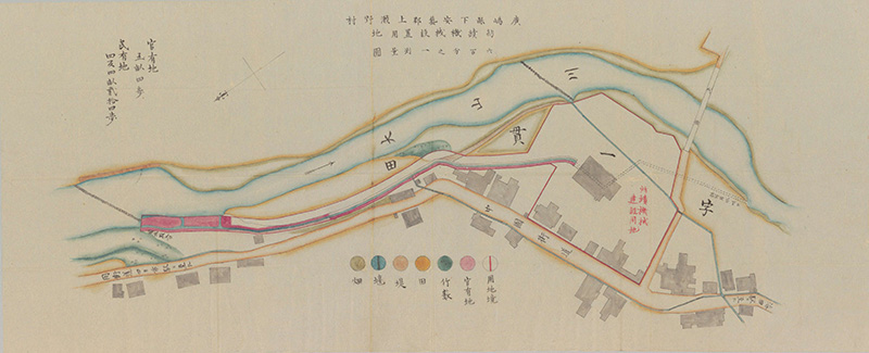 広島県下安芸郡上瀬野村紡績機械設置用地六百分之一測量図（国立公文書館蔵）